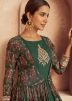 Green Embroidreed Jacket Style Long Kurta