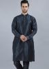 Teal Blue Readymade Plain Kurta For Men