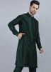 Readymade Green Plain Mens Kurta