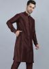 Brown Readymade Plain Mens Kurta