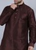Brown Readymade Plain Mens Kurta
