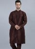 Brown Readymade Plain Mens Kurta