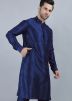 Readymade Blue Plain Mens Kurta
