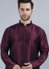 Wine Mens Plain Readymade Kurta