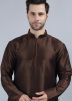 Readymade Brown Mens Plain Kurta