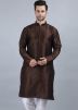 Readymade Brown Mens Plain Kurta