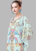 Sky Blue Digital Print Crape Kaftan