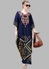 Navy Blue Crape Digital Print Kaftan