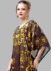Brown Digital Print Kaftan In Crape