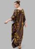 Brown Digital Print Kaftan In Crape