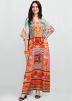 Multicolor Printed Kaftan In Crape