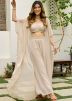 Beige Gota Work Jacket Style Top Bottom Set