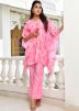 Pink Printed Kurta Set In Georgette