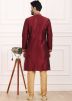 Maroon Embroidered Kurta Pajama