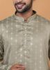Beige Sequins Embroidered Kurta Pajama