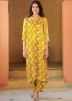Readymade Yellow Cotton Printed Kurta Set