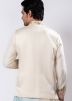 Cream Thread Embroidered Nehru Jacket