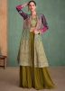 Green Georgette Readymade sharara Set With Jacket 