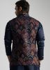 Navy Blue Thread Embroidered Nehru Jacket