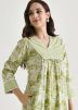 Green Rayon Print Kurta Set