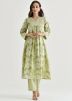 Green Rayon Print Kurta Set
