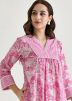 Pink Printed Rayon Kurta Set