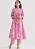 Pink Printed Rayon Kurta Set