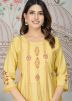 Yellow Viscose Printed Kurta Set