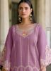 Purple Kurta Set In Cut Work