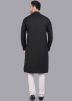 Black Readymade Plain Kurta Pajama Set