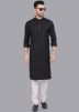 Black Readymade Plain Kurta Pajama Set