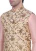 Cream Embroidered Men Nehru Jacket