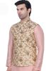 Cream Embroidered Men Nehru Jacket