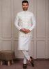 Off White Embroidered Kurta Pajama With Jacket