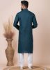 Readymade Teal Blue Patch Work Kurta Pajama
