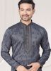 Grey Thread Embroidered Kurta Pajama Set