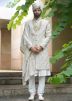 Off White Embroidered Sherwani Set