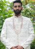 Off White Stone Work Sherwani Set