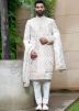 Off -White Stone Work Sherwani Silk