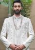 Off- White Embroidered Sherwani Set