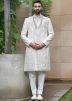 Off- White Embroidered Sherwani Set