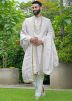 Off -White Stone Work Sherwani Silk