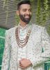 Off-White Stone Work Sherwani Set