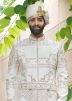 Off-White Embroidered Silk Sherwani Set