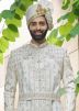 Off-White Embroidered Silk Sherwani Set