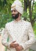 Off-White Stone Work Silk Sherwani Set