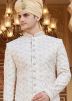Cream Thread Embroidered Sherwani Set