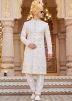 Cream Thread Embroidered Sherwani Set