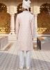 Peach Thread Embroidered Men Sherwani set