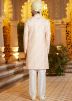 Readymade Peach Thread Embroidered Sherwani Set